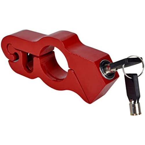 Leopauto Motorcycle Handlebar Lock, Alloy Anti-Theft Throttle Grip Lock, Brake Lever Lock with 2 Keys Security for Dirt Bike Motorcycle Bicycle Throttle Handlebar, Red