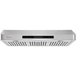 Empava Ducted Under Cabinet Range Hood with Soft Touch Controls Sealed Aluminum Motor 4 Speeds Fans Baffle Filters and LED Lights in Stainless Steel 500CFM, 36 Inch