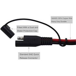 CUZEC 6FT/1.83m 14AWG Ring Terminal To SAE Harness Quick Connect/Disconnect Assembly, 20A Fuse