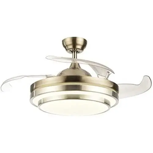 BSOD Ceiling Fan 42 Inch with 36W 3 Color Led Lights,4 Retractable ABS Blades, 65W Copper Motor Silent,Remote Controller (42 inch-2)
