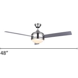 Canarm LTD Calibre BPT 48 Frosted Glass 1 Bulb Light Kit, 48-Inch Ceiling Fan with 3 Blades, Grey/White