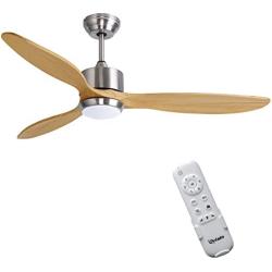 Ovlaim 52 Inch Smart Wifi Ceiling Fan Compatible App, Voice and Remote Control, Quiet DC Motor 6 Speed Ceiling Fan with Dimmable Light, 3 Oak Wood Blade