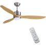 Ovlaim 52 Inch Smart Wifi Ceiling Fan Compatible App, Voice and Remote Control, Quiet DC Motor 6 Speed Ceiling Fan with Dimmable Light, 3 Oak Wood Blade