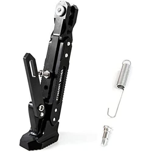 Universal Motorcycle Kickstand Accessories Adjustable Tripod Holder Side Parking Foot Support CNC Aluminum Foot Stand for Scooter Modified Motorbike Dit Pit Bike (Black)
