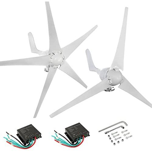 Dyna-Living 400W DC 12V Wind Turbine Generator 3 Blades & 5 Blades 500W DC 12V Wind Turbine Motor with Charge Controller for Home Marine Industrial Energy (Not Included Mast)