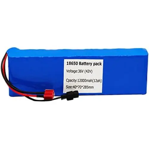 Wnicek 36V 12000mAh 10S 3P E-Bike Battery Pack Built-in 20A BMS Waterproof Lithium-ion Battery Pack with Charger Fit for 500W 350W 250W 200W E-Bike Scooters Motor
