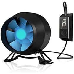 TerraBloom ECMF-100, Quiet 4 Inch Inline Duct Fan with Variable Speed Controller – Ventilation Exhaust Fan for Heating Cooling Booster and Grow Tents