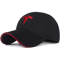 ARKOSKNIGHT Adjustable Embroidered Baseball Caps Tesia-Logo Racing Motor Hat Fashion Street Dancing Sports Travel(Black-Red)