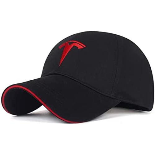 ARKOSKNIGHT Adjustable Embroidered Baseball Caps Tesia-Logo Racing Motor Hat Fashion Street Dancing Sports Travel(Black-Red)