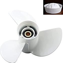 V/N Aluminum Outboard Propeller 1/4 x 17-K Compatible with Yamaha Engines 60HP 70HP 75HP 80HP 85HP 90HP 115HP 130HP- 15 Tooth-RH Replaces 6E5-45945-01-EL - Boat Motor Aluminum Propeller, white