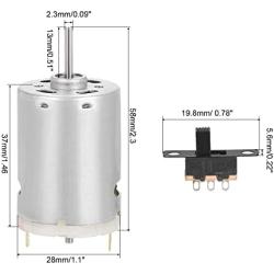 MECCANIXITY DC 12V 10000RPM Mini Magnetic Motor with 50V 0.5A 3 Pin 2 Position On/OFF SPDT Mini Slide Switch 5 Pcs