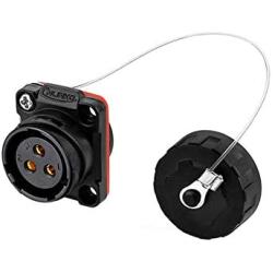 Aviation Connector M20 Plastic Male Plug + Square Female Socket Φ20mm Outdoor Waterproof IP67 Connectors with Cap Panel Mount 3 Pin Gold Plated for Industrial Device Power
