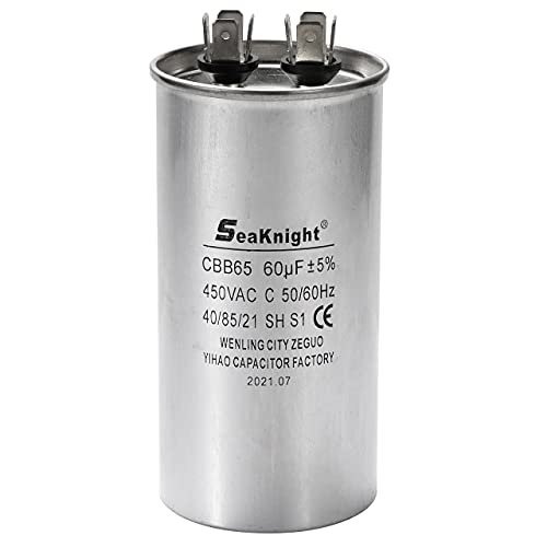 BlueNatHxRPR 60 MFD/uF 370 VAC 450Vac CBB65 Round Motor and Fan Run Capacitor Pump Run Capacitor 50/60 Hz