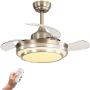 warmiplanet Retractable Ceiling Fan with Lights Remote Control, Bladeless Ceiling fan , 36 Inch and Brushed Nickel Motor