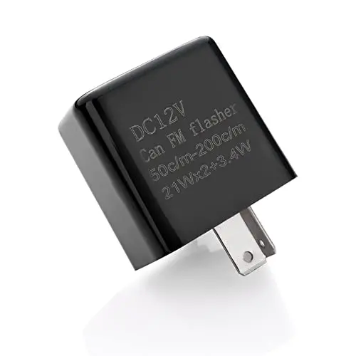 12V Speed Adjustable 2 Pin LED Electronic Flasher Relay for Motorcycle Turn Signal Direct Replacement Universal Hazard Warn Hyper Flash Relay (Black,1pcs)