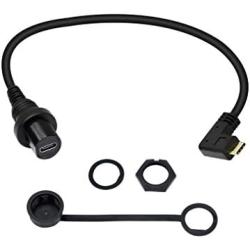 CERRXIAN 30cm Right Angle Gold Plated USB Type C 3.1 Mount Extension Dash Flush Cable for Car, Boat, Motorcycle, Truck Dashboard(R-USBC3.1)
