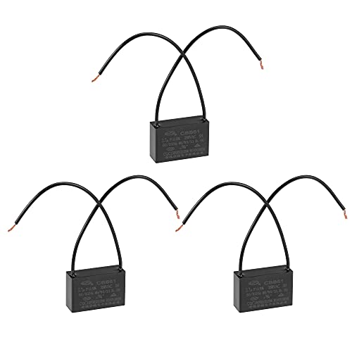 uxcell Ceiling Fan Capacitor CBB61 2.7uF 250V AC 2 Wires Metallized Polypropylene Film Capacitor 37x24x13mm for Electric Fan Pump Motor Generator 3Pcs