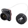 Aviation Connector M20 Plastic Female Plug + Square Male Socket Φ20mm Outdoor Waterproof IP67 Connectors with Cap Panel Mount 3 Pin Gold Plated for Industrial Device Power
