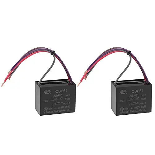 uxcell Ceiling Fan Capacitor CBB61 4/5/6uF 250V AC 4 Wires Metallized Polypropylene Film Capacitor 48x38x26mm for Electric Fan Pump Motor Generator 2Pcs