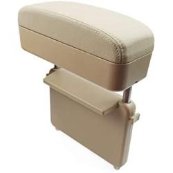 R RUIYA Armrest Box Protector for Universal Auto Car Center Console Armrest Extender General motocars Elbow & Forearm Wrist Rest Support Adjustable Height Comfort Pads (Beige)