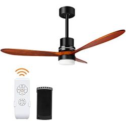 52 inch Wood Ceiling Fan with Remote Control 3 Color Temperature Rustic Vintage Ceiling Fans with LED Lights Kit