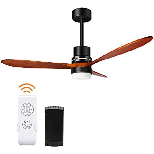 Vent de plafond de 132 cm en bois avec télécommande, 3 couleurs de température, ventilateur de plafond rustique vintage avec kit d'éclairage LED. Vent de plafond de 132 cm en bois avec télécommande, 3 couleurs de température, ventilateur de plafond rustique vintage avec kit d'éclairage LED.