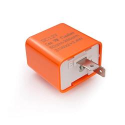 12V Speed Adjustable 2 Pin LED Electronic Flasher Relay for Motorcycle Turn Signal Direct Replacement Universal Hazard Warn Hyper Flash Relay(Orange,1pc)