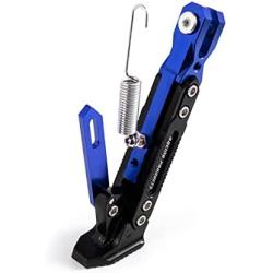 Motorcycle Kickstand, Universal Aluminum Alloy Kickstand Foot Side Stand Adjustable Tripod Holder for Scooter Modified Motor (Blue)