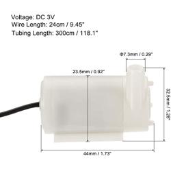 MECCANIXITY Mini Water Pump, DC 3V Micro Submersible Motor Horizontal Style with Clear Vinyl Tube for Plant Flower Gardening