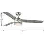 Edwige Collection 3-Blade Painted Nickel 52-Inch DC Motor LED Contemporary Ceiling Fan
