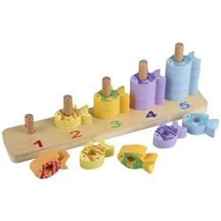 Orange Tree Toys - Counting Fish – Wooden Toy with 15 Stacking Pieces - for Kids Ages 3 Years and Up to Practice Counting and Develop Fine Motor Skills