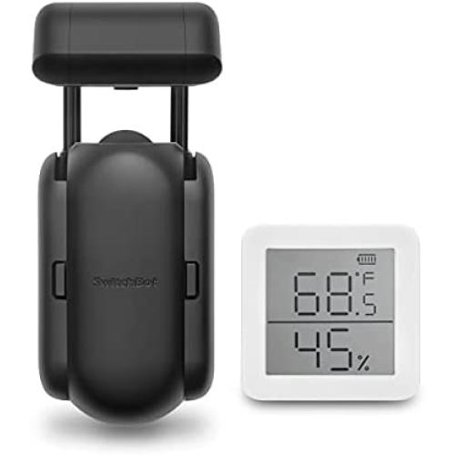 SwitchBot Curtain Smart Electric Motor - Wireless App or Automate Timer Control, Smart Hygrometer Thermometer, Bluetooth Wireless Room Temperature Humidity Sensor with App Alerts