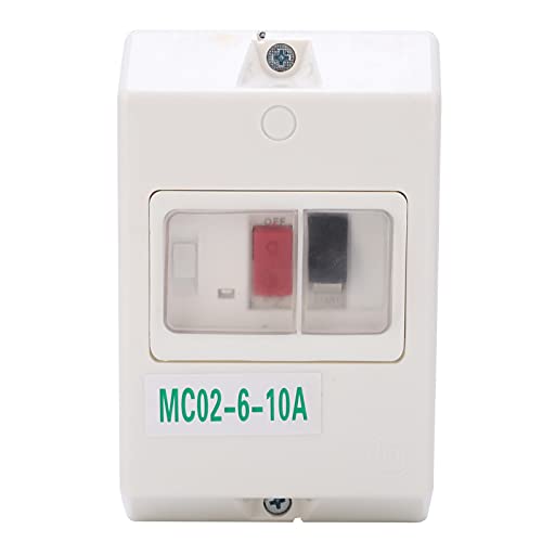 FTVOGUE MC02-6-10A Motor Protection Switch Waterproof Circuit Controller with Frequency 50 60HZ 220V 380V for Distribution Line Protection and Infrequent Load Conversion,Breaker