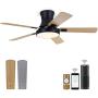 AvatarControls Smart 50 inch Ceiling Fans Indoor with Light Remote Works with Alexa Google Voice, APP and Remote Control for Bedroom, 6 Speeds Reversible DC Motor, 1800LM LED Kit, 5 Wooden Blades