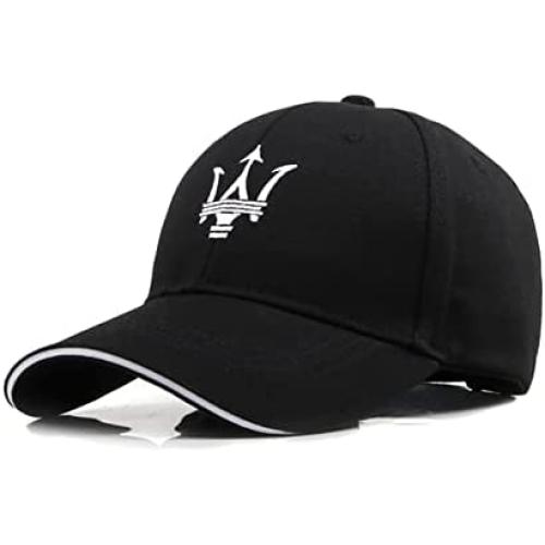 ARKOSKNIGHT Adjustable Embroidered Baseball Caps Maseretti-Logo Racing Motor Hat Fashion Street Dancing Sports Travel(Black)