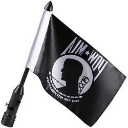 Black Motorcycle Flag Mount Fold Down 90° With POW - MIA Motorcycle Flag 6x9 Flag Pole Holder Fit 1/2 Motorcycle Luggage Rack For Harley Davidson Road King Touring Spring Honda Goldwing