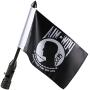 Black Motorcycle Flag Mount Fold Down 90° With POW - MIA Motorcycle Flag 6x9 Flag Pole Holder Fit 1/2 Motorcycle Luggage Rack For Harley Davidson Road King Touring Spring Honda Goldwing