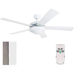 HYATECH 52 Inch Modern Style Indoor Ceiling Fan with Dimmable Light Kit and Remote Control, Reversible Blades and Motor, ETL for Living room, Bedroom, Basement, Kitchen, White