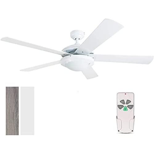 HYATECH 52 Inch Modern Style Indoor Ceiling Fan with Dimmable Light Kit and Remote Control, Reversible Blades and Motor, ETL for Living room, Bedroom, Basement, Kitchen, White