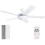 HYATECH 52 Inch Modern Style Indoor Ceiling Fan with Dimmable Light Kit and Remote Control, Reversible Blades and Motor, ETL for Living room, Bedroom, Basement, Kitchen, White