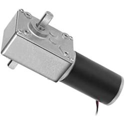 Greartisan DC 12V 10RPM 40Kg.cm 8mm Double Shafts Self-Locking Reversible Worm Gear Motor with Cable, High Torque Speed Reduction Motor, Turbine Electric Gearbox Motor