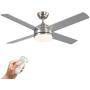 warmiplanet Ceiling Fan with Lights Remote Control, 52-Inch, Brushed Nickel Motor (4-Blades)