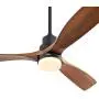 Sofucor 52 Inch Outdoor Ceiling Fan with Lights and Remote, 3 Solid Wood Walnut Blades, Noiseless Reversible Motor, Matte Black
