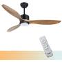 Ovlaim 52 Inch Indoor Outdoor Smart Ceiling Fan with Dimmable Led Light & Remote, 6 Speed DC Motor, 3 Natural Wood Blades