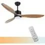 Ovlaim 52 Inch Indoor Outdoor Smart Ceiling Fan with Dimmable Led Light & Remote, 6 Speed DC Motor, 3 Natural Wood Blades