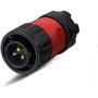 Aviation Connector M20 Plastic Male Plug + Square Female Socket Φ20mm Outdoor Waterproof IP67 Connectors with Cap Panel Mount 3 Pin Gold Plated for Industrial Device Power