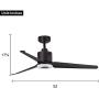 Indoor Ceiling Fan Light Fixtures - FINXIN Black Remote LED 52 Ceiling Fans For Bedroom,Living Room,Dining Room Including Motor,3-Blades,Remote Switch (Black)