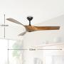 52 Inch Ceiling Fan with 3 ABS Plastic Blades, Indoor DC Motor Ceiling Fan for Basement Bedroom Living Room, ETL Listed with Remote Control