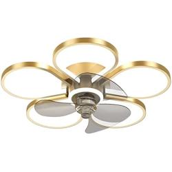QINAIDI Flower Shape Ceiling Fan with Lights Remote Control, Modern Ceiling Fan Dimmable Lights Modes, Bedroom Ceiling Fan Living Room,with Semi Flush Mount