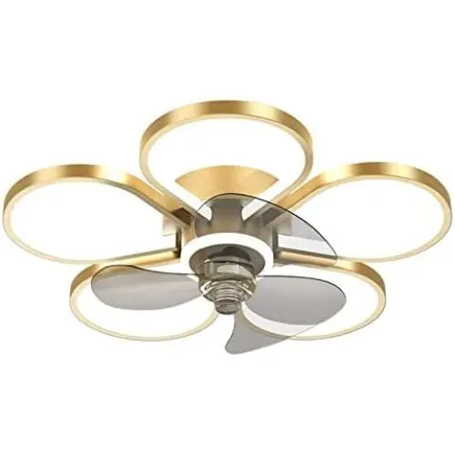 QINAIDI Flower Shape Ceiling Fan with Lights Remote Control, Modern Ceiling Fan Dimmable Lights Modes, Bedroom Ceiling Fan Living Room,with Semi Flush Mount